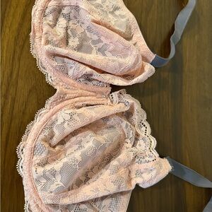 Freya Lace Underwire Balconet Bra in Soft Pink and Gray